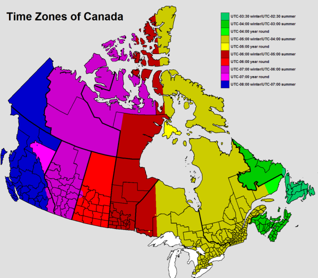 canada time zones